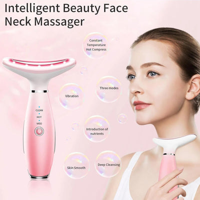3-in-1 Neck & Face Massager with Vibration & Thermal Therapy – Facial Sculpting & Skin Care Tool