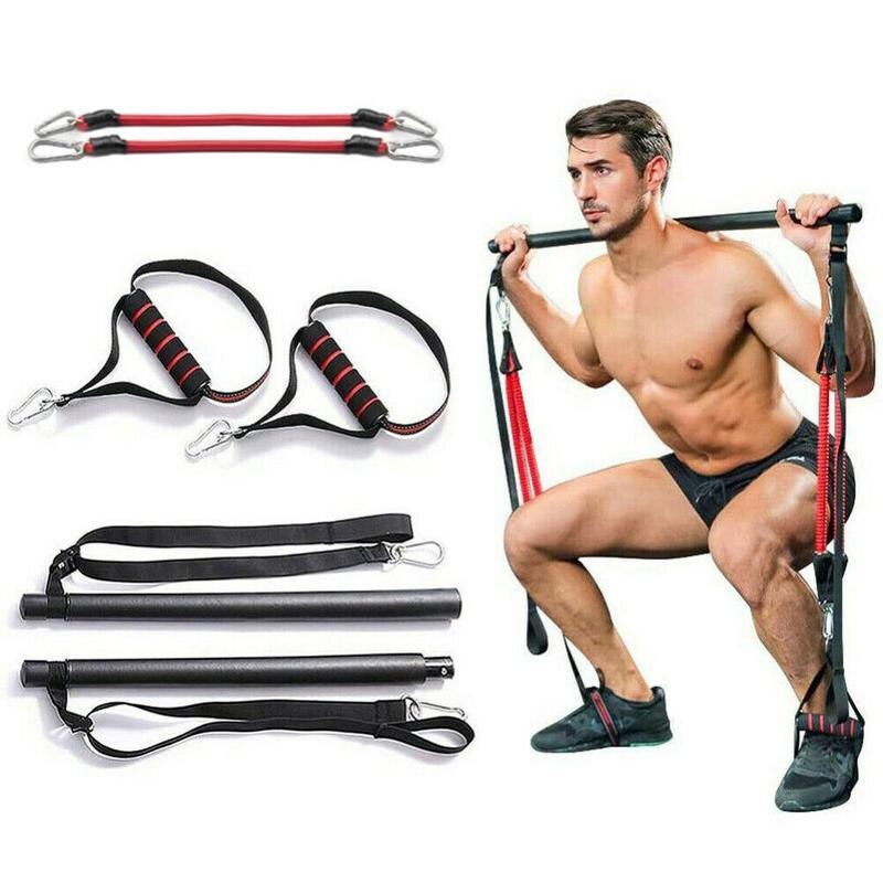 Portable Pilates Bar Kit with Resistance Bands – Full Body Home Gym Workout Equipment