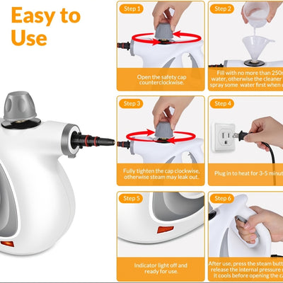 Handheld Multi-Surface Steam Cleaner with 12 Accessories – Portable Pressurized Steam Generator for Home, Tiles, Floors, Bathrooms, Windows & Interior Cleaning