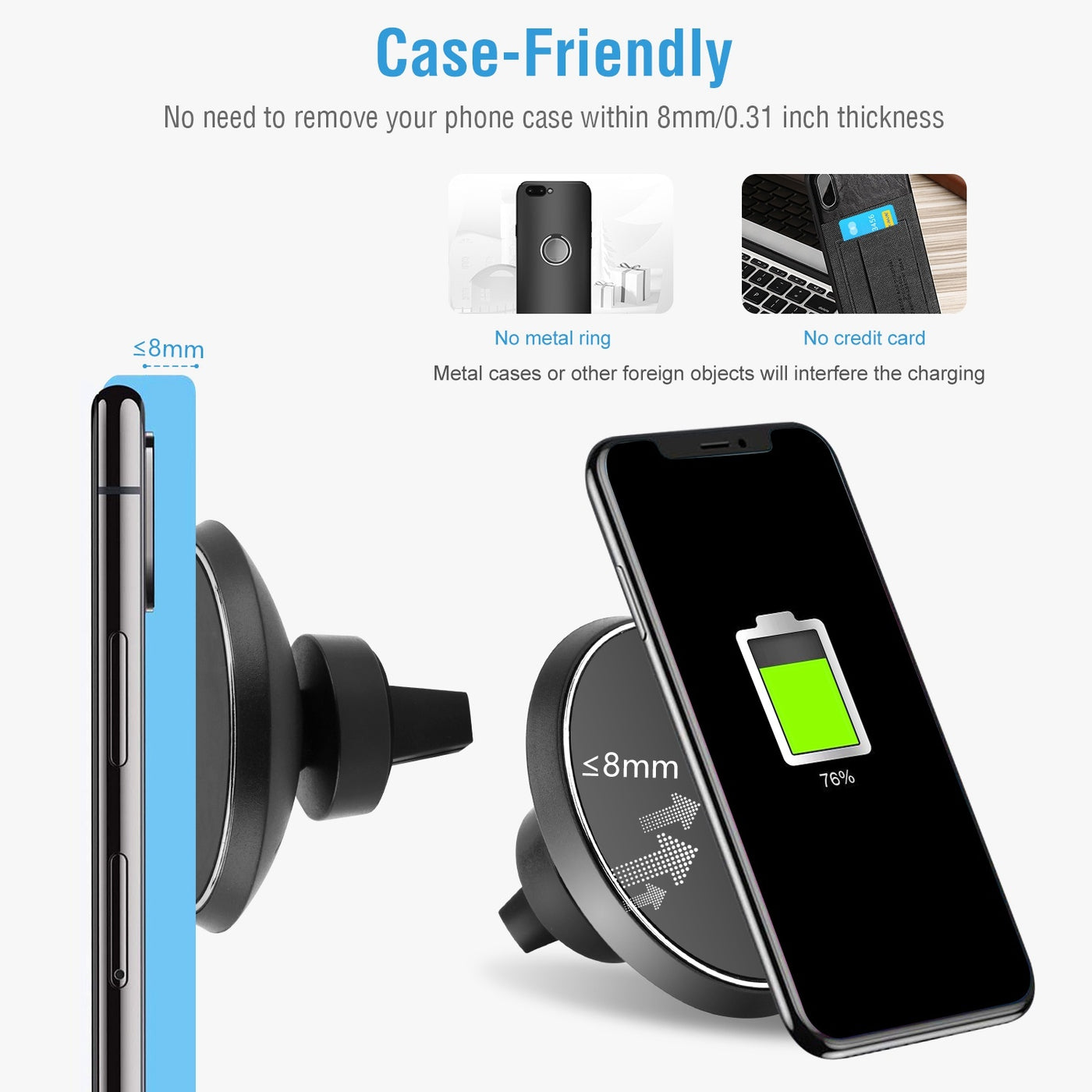 Magnetic Qi Wireless Car Charger – Fast Wireless Charging for iPhone, Samsung & GPS Devices