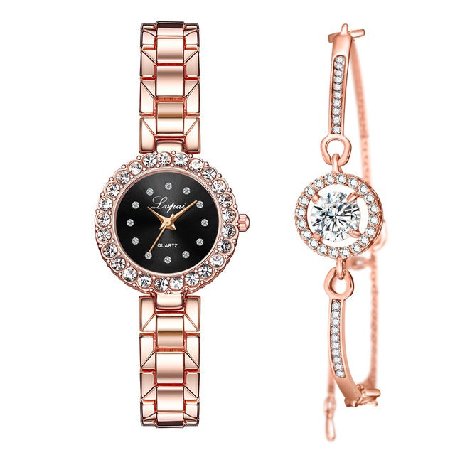 Women’s Luxury Quartz Watch & Bracelet Set – Elegant Fashion Wristwatch Combo