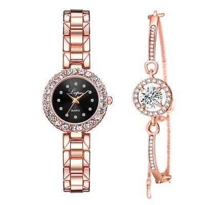 Women’s Luxury Quartz Watch & Bracelet Set – Elegant Fashion Wristwatch Combo