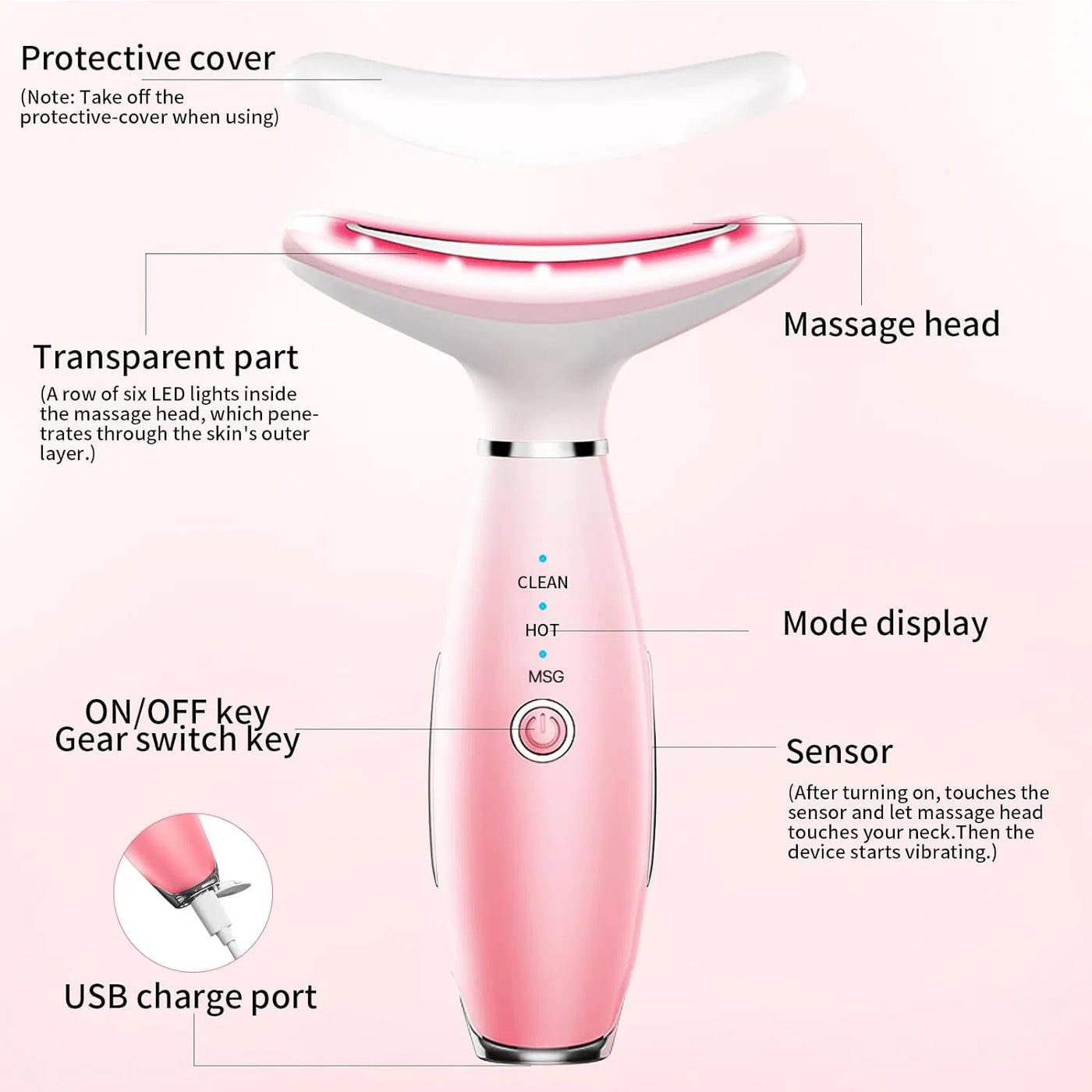 3-in-1 Neck & Face Massager with Vibration & Thermal Therapy – Facial Sculpting & Skin Care Tool