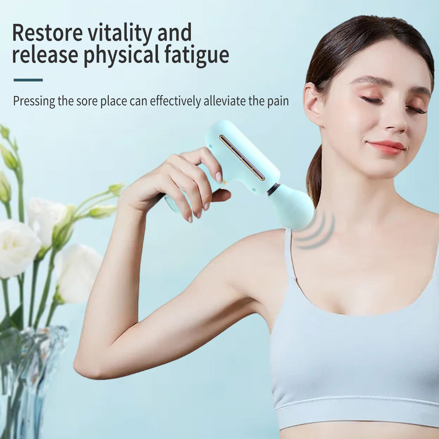 Portable Electric Fascia Massage Gun with 4 Speed Levels – 1200mAh Super Quiet Deep Tissue Muscle Massager for Sports Recovery