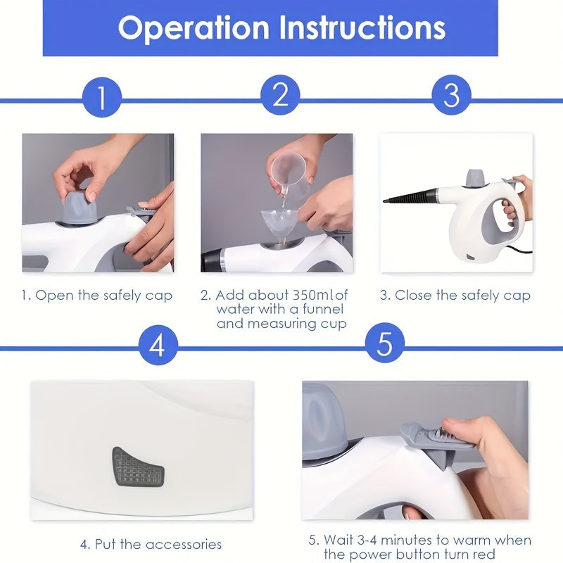 Handheld Multi-Surface Steam Cleaner with 12 Accessories – Portable Pressurized Steam Generator for Home, Tiles, Floors, Bathrooms, Windows & Interior Cleaning