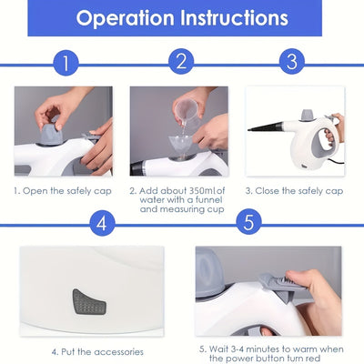 Handheld Multi-Surface Steam Cleaner with 12 Accessories – Portable Pressurized Steam Generator for Home, Tiles, Floors, Bathrooms, Windows & Interior Cleaning