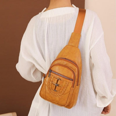 Retro Leather Crossbody Chest Bag for Men & Women – Vintage Shoulder Sling Bag