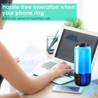 1-Piece Wireless Portable Bluetooth Speaker – Loud Stereo with 6 Color LED Lights, TWS, FM Radio for Home, Outdoor & Travel