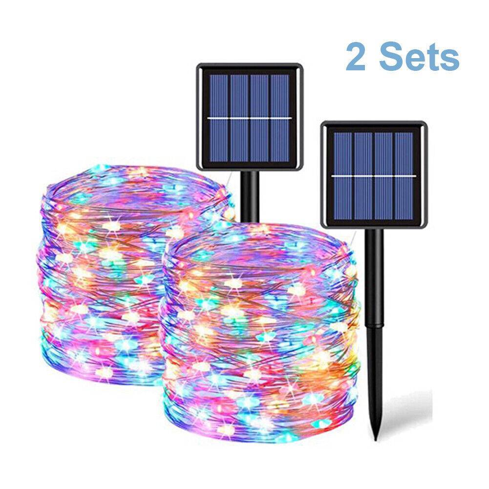 Set Of 2 Solar Fairy String Lights 20M 200 LED Copper Wire - Outdoor Garden Decor - USA Shipping
