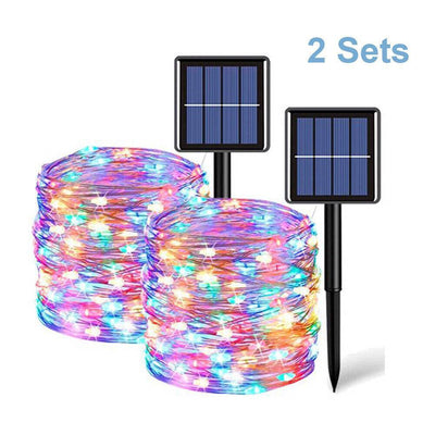 Set Of 2 Solar Fairy String Lights 20M 200 LED Copper Wire - Outdoor Garden Decor - USA Shipping