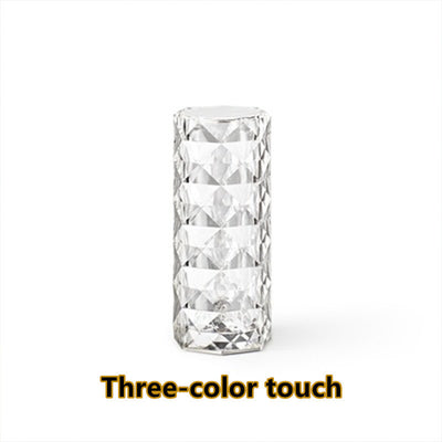 Nordic Crystal Touch Lamp – USB Rechargeable Diamond Night Light with Dimming Control & Rose Projection for Bedroom Décor