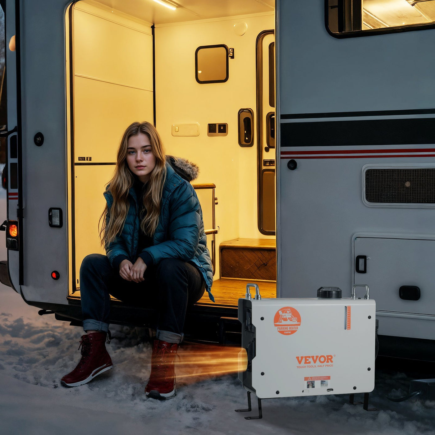 Diesel Air Heater 12V/24V 2KW – Bluetooth APP Remote Control for Outdoor Use