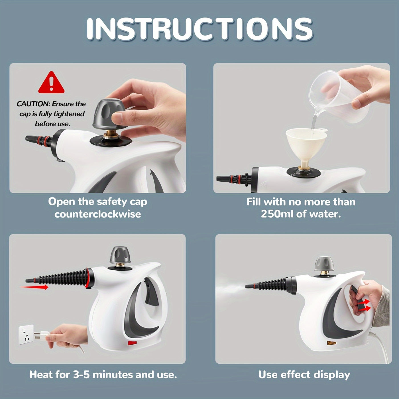 Handheld Multi-Surface Steam Cleaner with 12 Accessories – Portable Pressurized Steam Generator for Home, Tiles, Floors, Bathrooms, Windows & Interior Cleaning