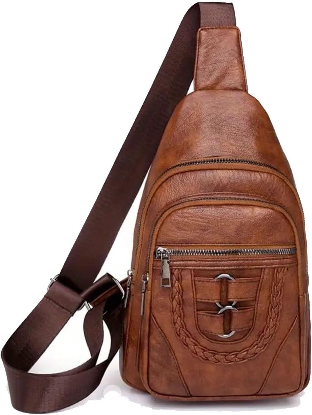 Retro Leather Crossbody Chest Bag for Men & Women – Vintage Shoulder Sling Bag