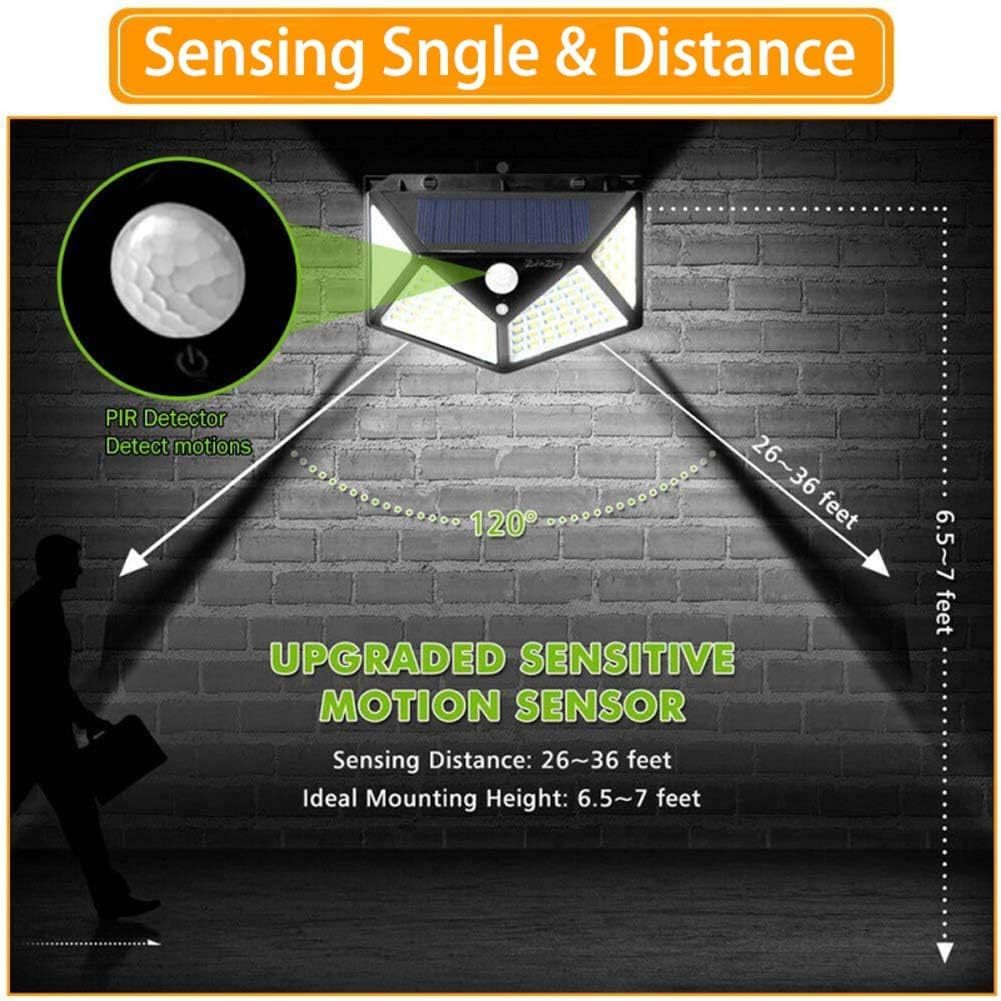 Aolyty Solar-Powered Outdoor Motion Sensor Lights – 3 Lighting Modes, IP65 Waterproof 4-Sided LED Security Wall Light (2-Pack)