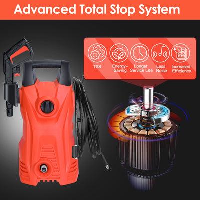 1Pc Electric High-Pressure Washer 1740 PSI – Powerful Car & Garden Cleaner with Adjustable Spray Nozzle, Soap Dispenser, and IPX5 Waterproof Design