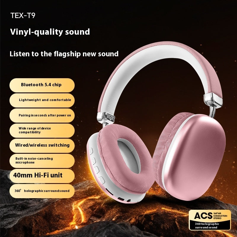 TEX-T9 Wireless Bluetooth Headset – Over-Ear Headphones with High-Quality Sound