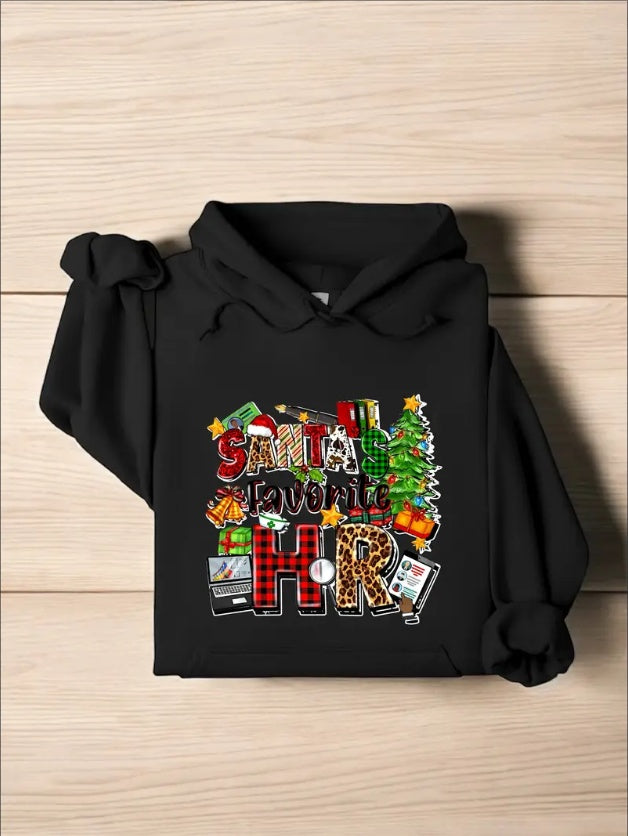 Santa’s Favorite HR Hoodie – Funny Christmas Gift for Human Resources, HR Life & Talent Team