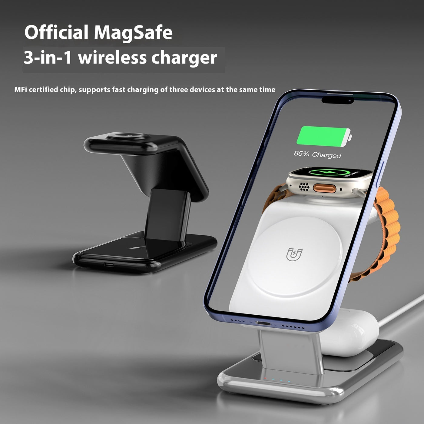 3-in-1 Magnetic Wireless Charging Station | Fast Charger for Phone, Earbuds & Smartwatch