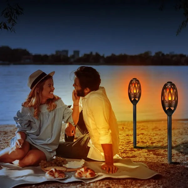 LED Flame Torch Wireless Speaker – Waterproof Outdoor Stereo Bass Speaker with Flickering LED Night Light for Party, Camping & Patio