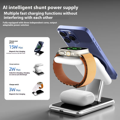 3-in-1 Magnetic Wireless Charging Station | Fast Charger for Phone, Earbuds & Smartwatch