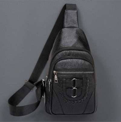 Retro Leather Crossbody Chest Bag for Men & Women – Vintage Shoulder Sling Bag