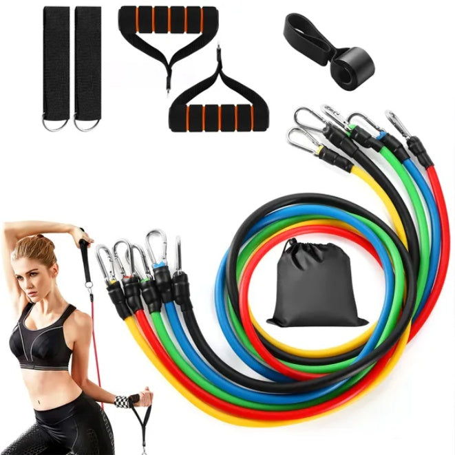 11-Piece Resistance Bands Set – Full Body Fitness Workout & Exercise Tubes Kit
